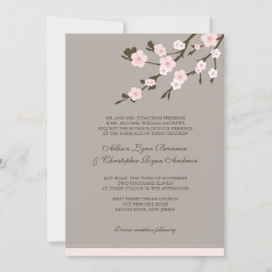 Elegante invitación a bodas de cerezos rosados