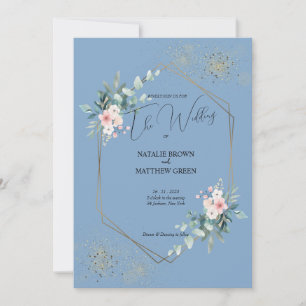 Elegante invitación a bodas de eucalipto azul