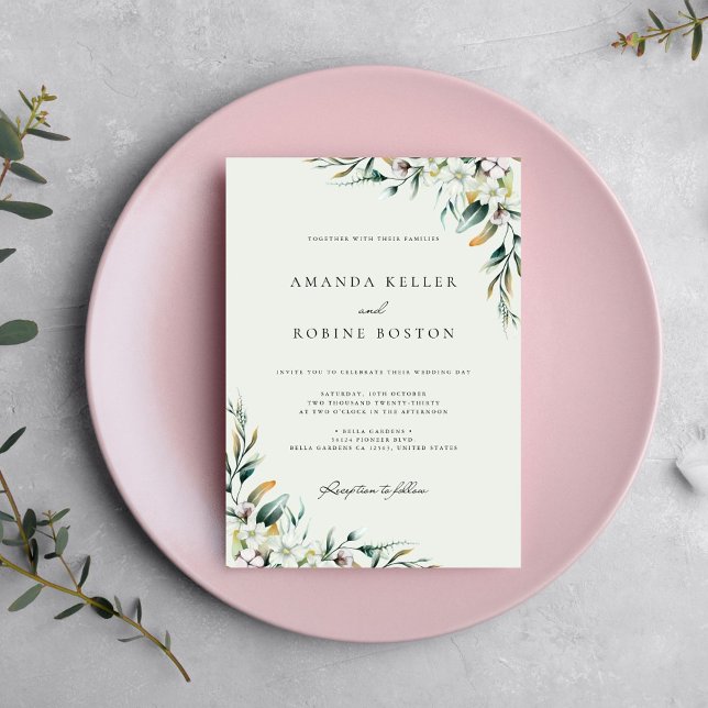 Elegante invitación a bodas de eucalipto floral (Subido por el creador)