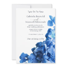 Elegante invitación a bodas de hidrangea azul