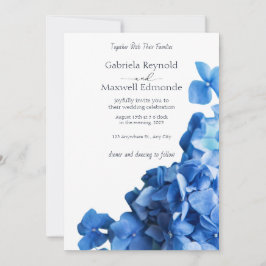 Elegante invitación a bodas de hidrangea azul