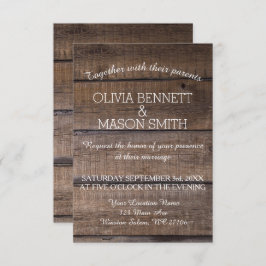 Elegante invitación a bodas de palet de madera rús