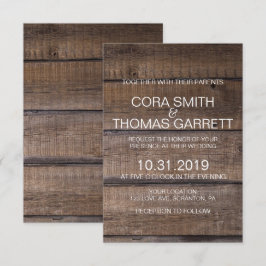 Elegante invitación a bodas de palet de madera rús