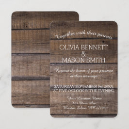 Elegante invitación a bodas de palet de madera rús