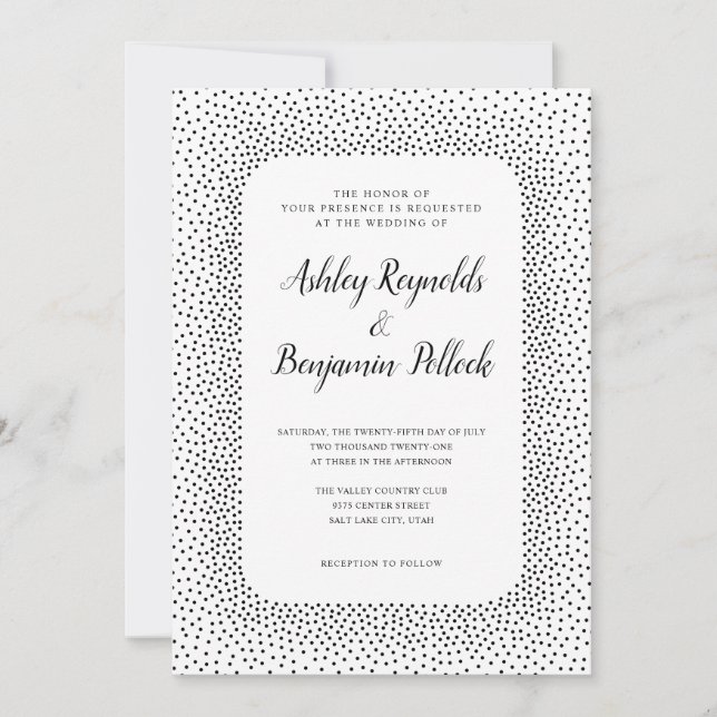 Elegante invitación a bodas de puntos de polka (Anverso)