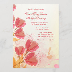 Elegante invitación a bodas de tulipanes rosa salm