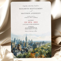 Elegante invitación a bodas en el Skyline de la ci