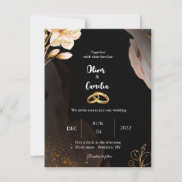 Elegante invitación a bodas en negro y oro