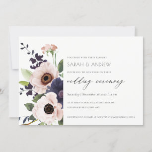 Elegante invitación a bodas florales de la Marina