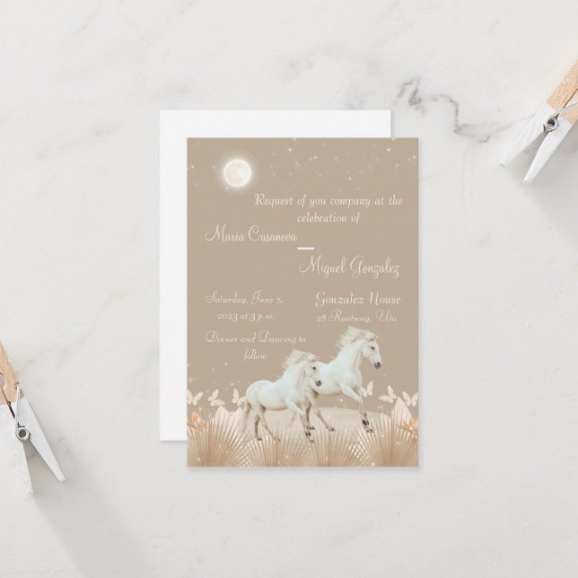 elegante invitación a boho equino (Anverso/Reverso In Situ)