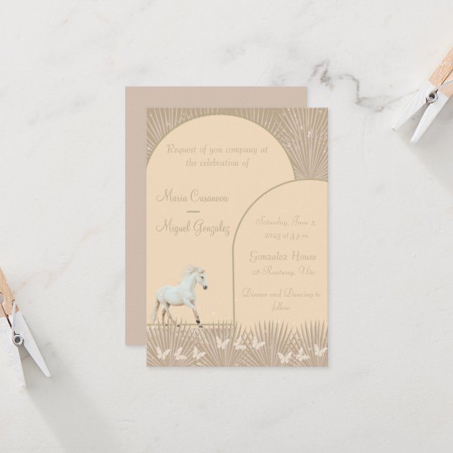 elegante invitación a boho equino (Anverso/Reverso In Situ)