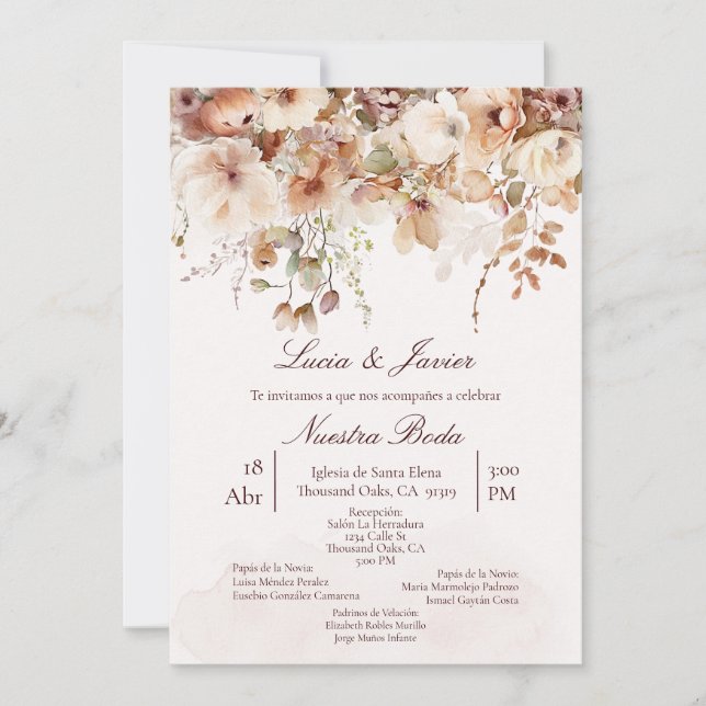 Elegante invitación a Boho Wedding (Anverso)