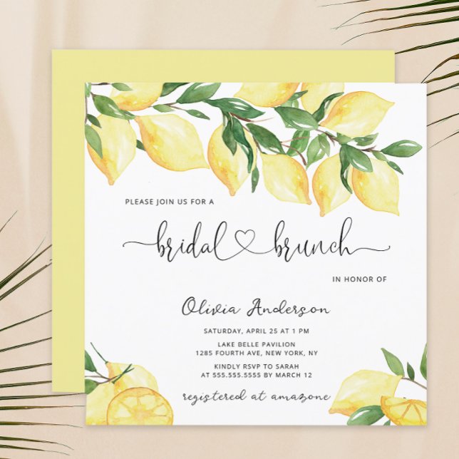 Elegante Invitación a Brunch Bridal de Limón (Subido por el creador)