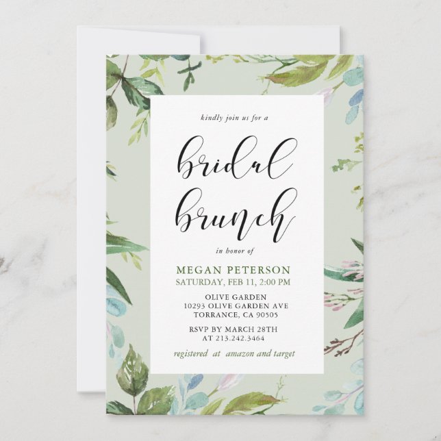 Elegante Invitación a Brunch de novias (Anverso)
