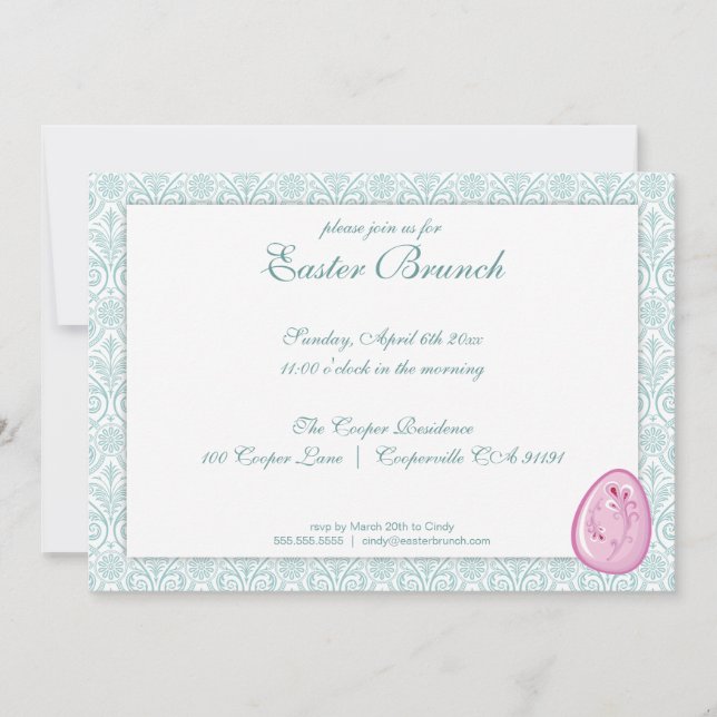 Elegante Invitación a Brunch de Pascua (Anverso)