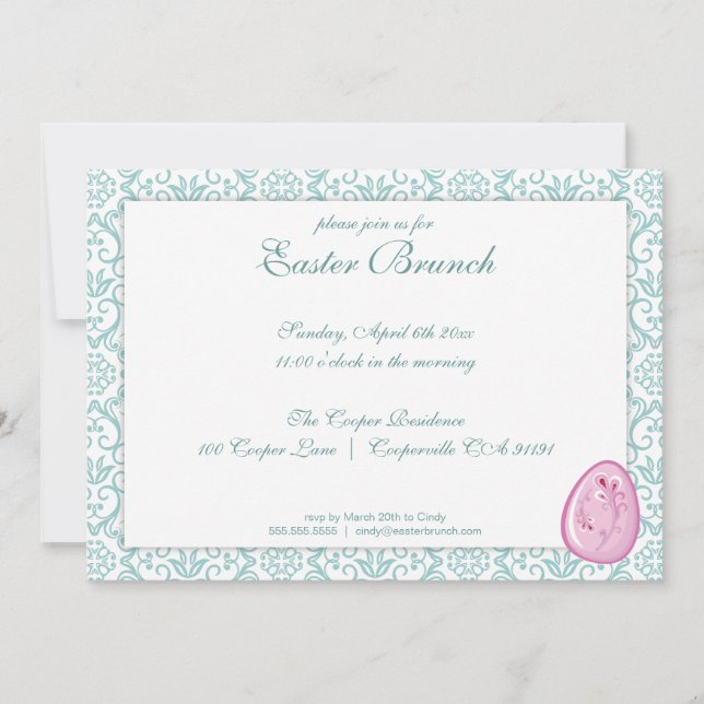 Elegante Invitación a Brunch de Pascua (Anverso)
