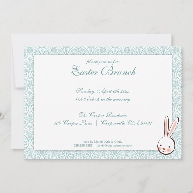 Elegante Invitación a Brunch de Pascua (Anverso)
