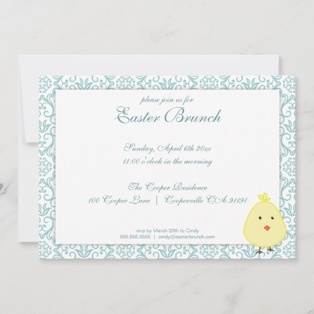 Elegante Invitación a Brunch de Pascua (Anverso)