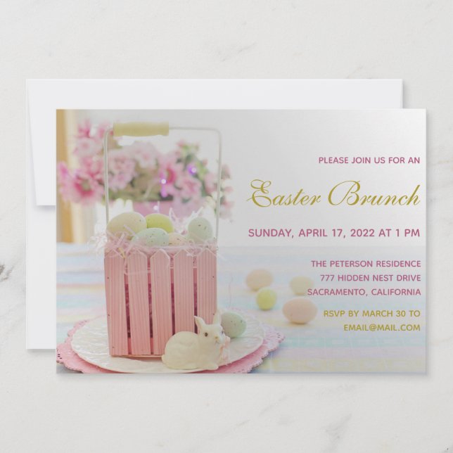 Elegante Invitación a Brunch de Pascua (Anverso)