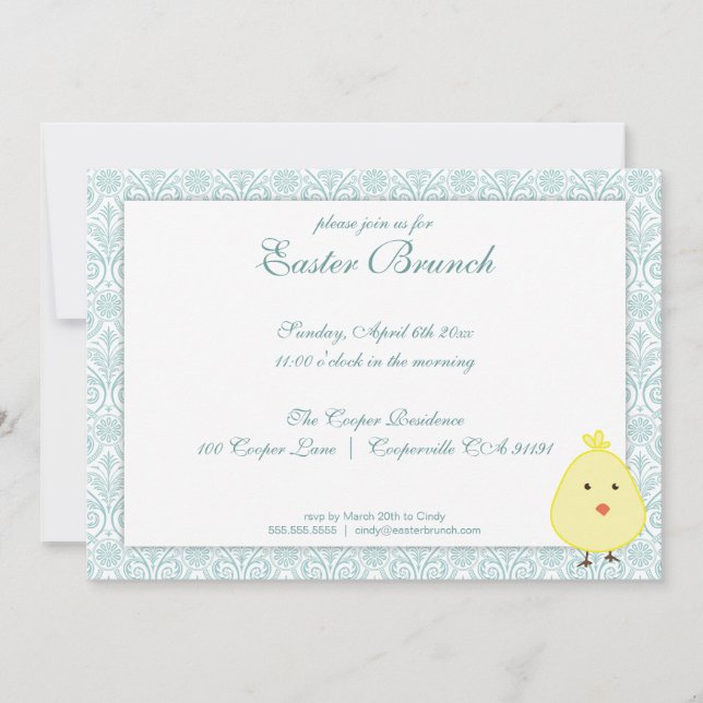Elegante Invitación a Brunch de Pascua (Anverso)