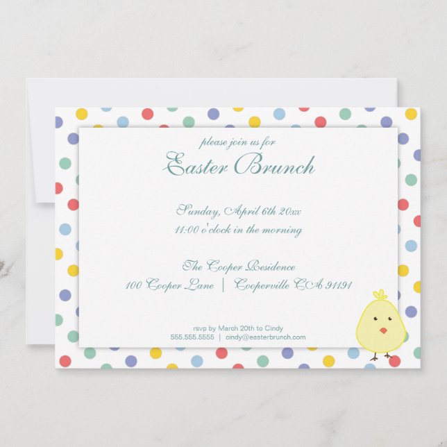 Elegante Invitación a Brunch de Punto de Polka de  (Anverso)