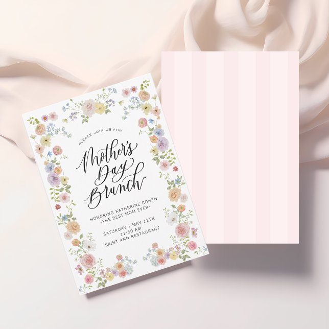 Elegante Invitación a Brunch del Día de la Madre F (Elegant floral Mother’s Day brunch invite for spring gatherings and special celebrations | Shop Now!)