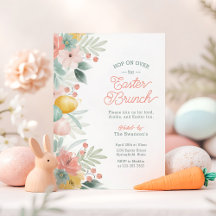 Elegante Invitación a Brunch Floral de Pascua