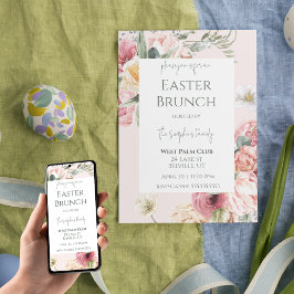 Elegante Invitación a Brunch Floral de Pascua
