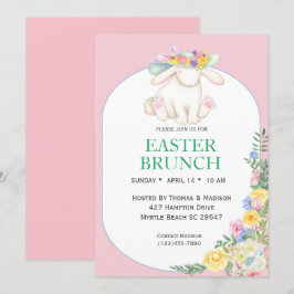 Elegante Invitación a Brunch Floral Rosa de Pascua