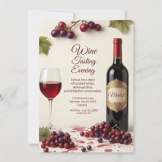Elegante invitación a cata de vino con código QR