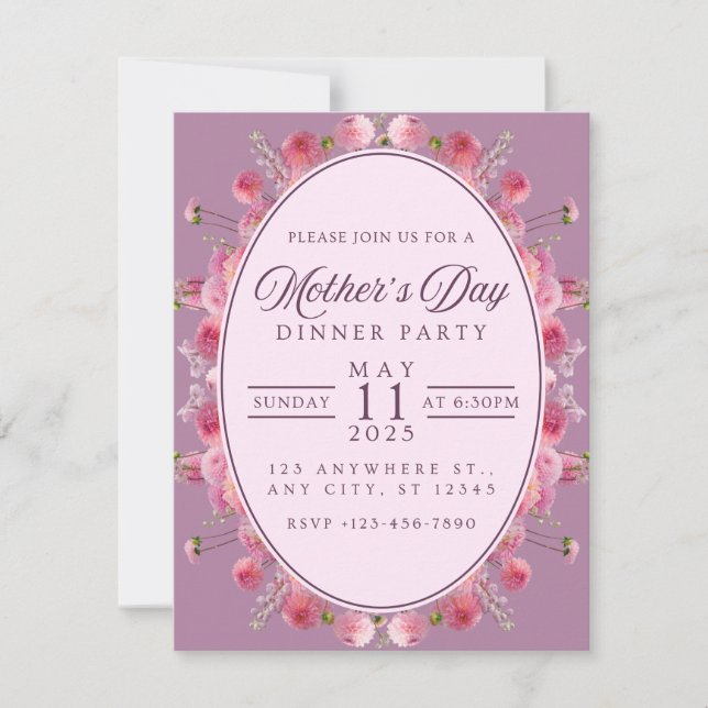 Elegante Invitación a Cena del Día de la Madre | F (Anverso)