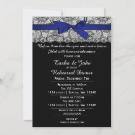 Elegante invitación a cenar con el marco azul de l