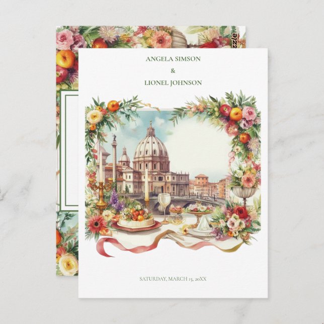 Elegante invitación a cenar en Florencia Italia (Anverso / Reverso)