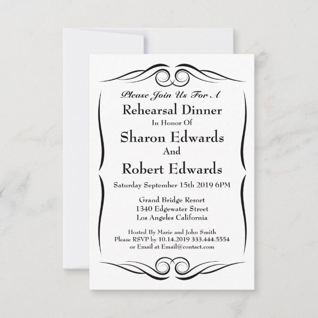 Elegante invitación a cenar en un monograma (Anverso)