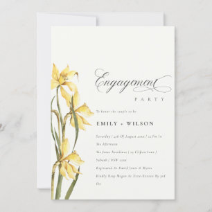 Elegante Invitación a Compromiso con Daffodil Amar