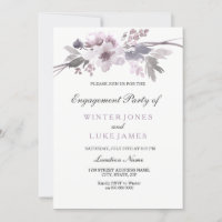 Elegante Invitación a Compromiso Floral Purple Win