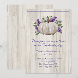 Elegante invitación a dar gracias a la calabaza bl
