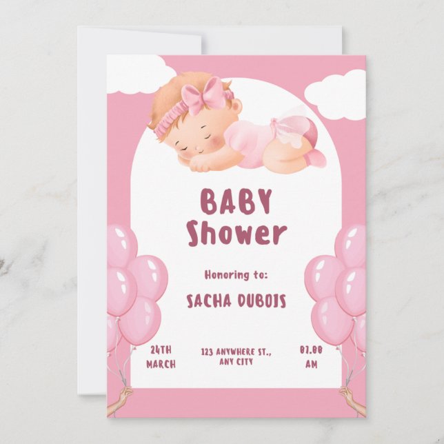 elegante invitación a ducha de bebé (Anverso)