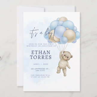 elegante invitación a ducha de bebé lindo oso