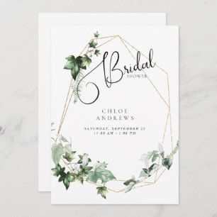 Elegante Invitación a ducha de novia blanca de est