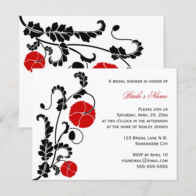 Elegante invitación a ducha de novia con adormider (Anverso / Reverso)