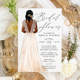 Elegante Invitación a ducha de novia con traje de 