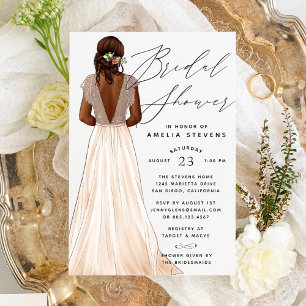 Elegante Invitación a ducha de novia con traje de