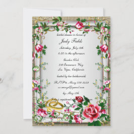 Elegante Invitación a ducha de novia de rosas roja