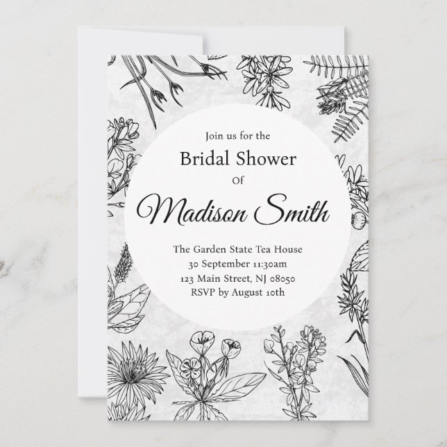 Elegante Invitación a ducha de novia del Boho de F (Anverso)