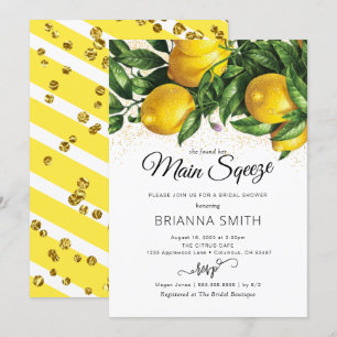 Elegante Invitación a ducha de novia limón