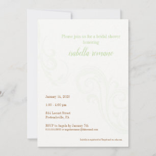 Elegante Invitación a ducha de novia, menta