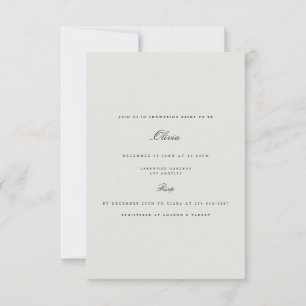 Elegante invitación a ducha de novia negra y saban