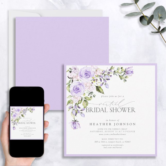 Elegante Invitación a ducha de novia virtual Lilac (Subido por el creador)