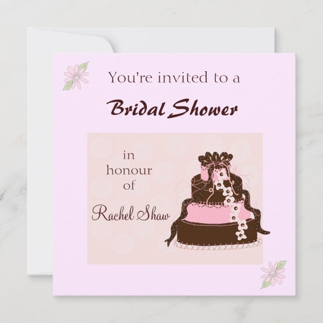 Elegante Invitación a ducha de novias con pasteles (Anverso)
